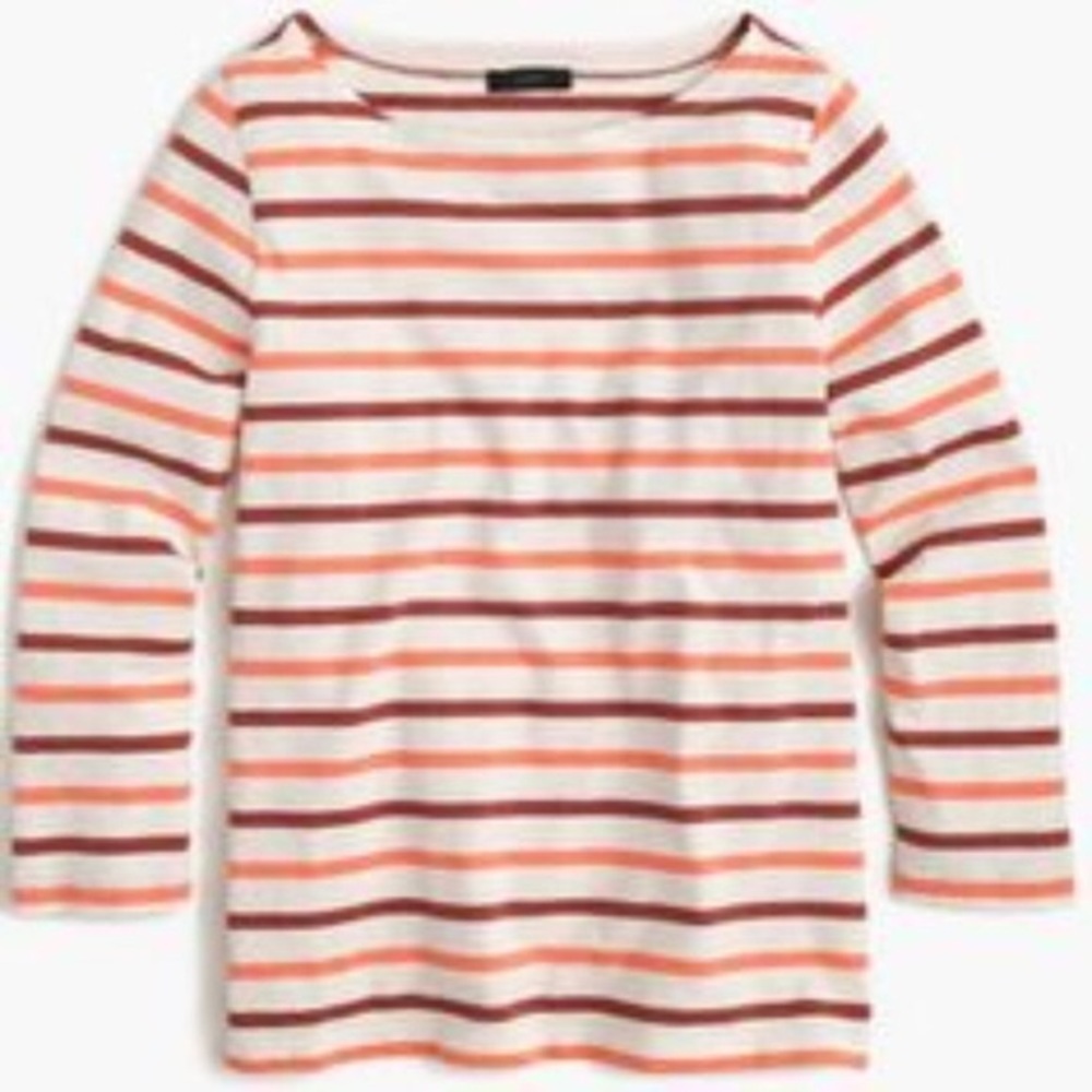 J. Crew striped long sleeve side split hem…